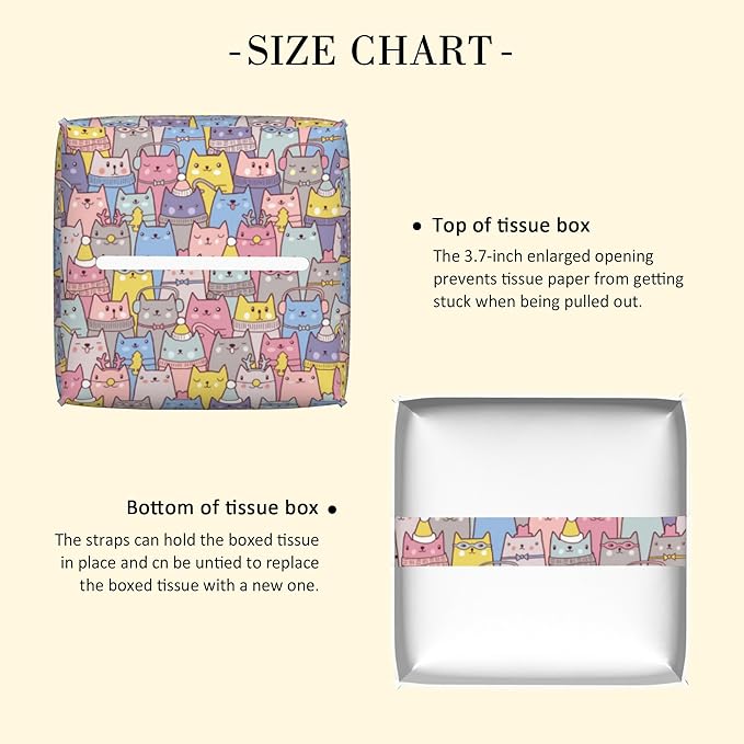 POIUBLE Tissue Box Holder Christmas Cats Tissue Box Cover Square Leather Tissue Holder Organizer Portable Decorative Facial Paper Case for Home Office Bathroom Vanity Countertop