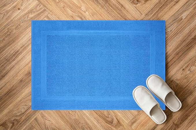 Infinitee Xclusives Premium Cotton Bath Mats for Bathroom – Pack of 2 | 34x22 Inches | Ultra Soft, Super Absorbent, Non-Slip, Machine Washable Mats (Eloquent Blue) [Not a Rug]