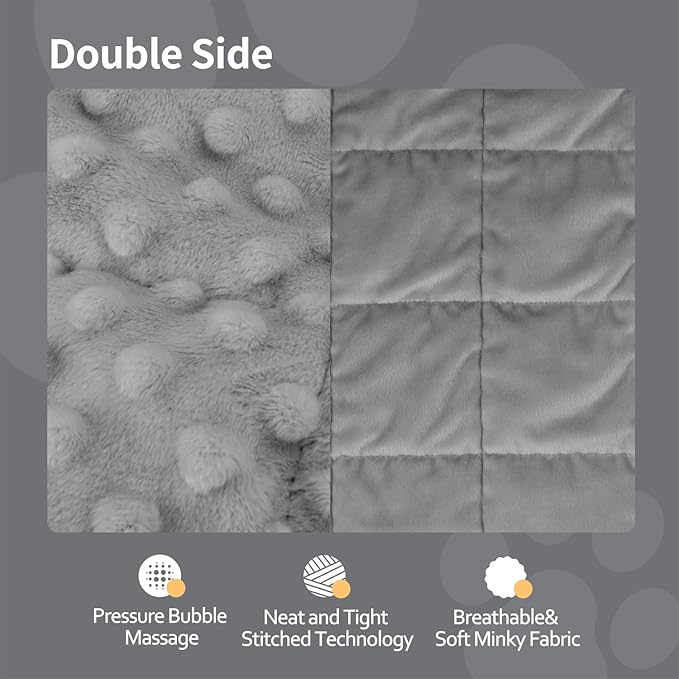 LaSyL Weighted Blanket for Pets | Thunder Blanket for Dogs Anxiety | Premium Soft Minky | Relaxation & Calming & Anti Anxiety | Used in Car, Bed, Couch | Dark Grey, Washable Large 40" L x 47" W