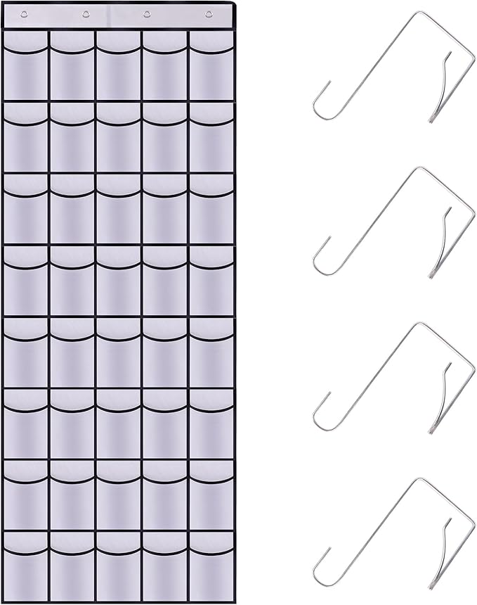 Teikou 40 Mesh Pocket Over the Door Shoe Organizer,Hanging Shoe Rack for Closet Storage Holder for Dorm Room College Classroom Storag(White)