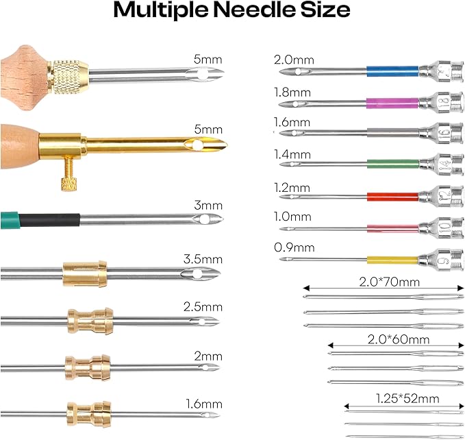 Pllieay 36PCS Punch Needle Kit for DIY Embroidery - Punch Needle with Finger Cots, Wooden Handles, Storage Bag, Ideal for Punch Needle Kits Adults Beginner