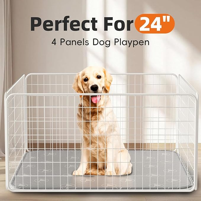 PJYucien Washable Pee Pads for Dogs 2 Pack, 36" x 36" Non-Slip and Leak-Proof Pee Mat, Puppy Training Pads for Whelping, Playpen, Crate, Bed (Grey)