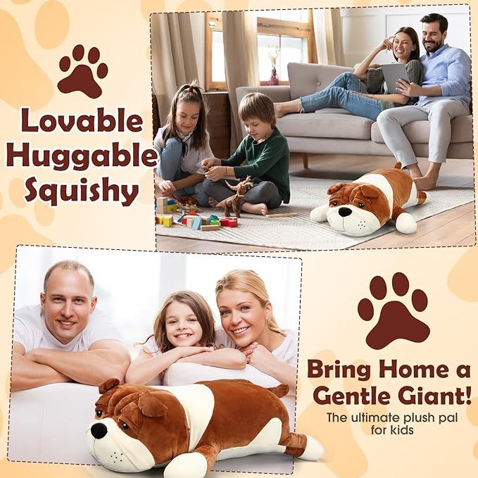 Vertintong 31.5'' Huggable Dog Plush, Cute Stuffed Animal, Soft Adorable Cuddle Companion for Kids Adults Boys and Girls, Plush Pillow Gift for Birthdays & Holidays