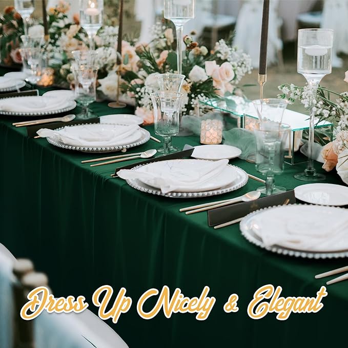 BRILLMAX 6 Pack Hunter Green Tablecloths for 6 Foot Rectangle Tables 60 x 102 Inch - 6ft Rectangular Bulk Linen Polyester Fabric Washable Cloth Cover for Wedding Reception Banquet Birthday Party