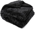 Wowchine Waterproof Dog Blanket Black Calming Dogs Fluffy Long Faux Fur Pet Throw Blankets for Couch Protector Love Puppy Cat Bed Cover Washable(Black,XL-85x57in)