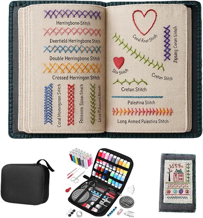 Embroom Embroidery Tool Kit, Portable Sewing Kit, Includes 108 Patterns and 86 Pieces, A Beginner's Embroidery Tool Set, DIY Hand Embroidery Starter Kit, Perfect for Craft Enthusiasts (2)