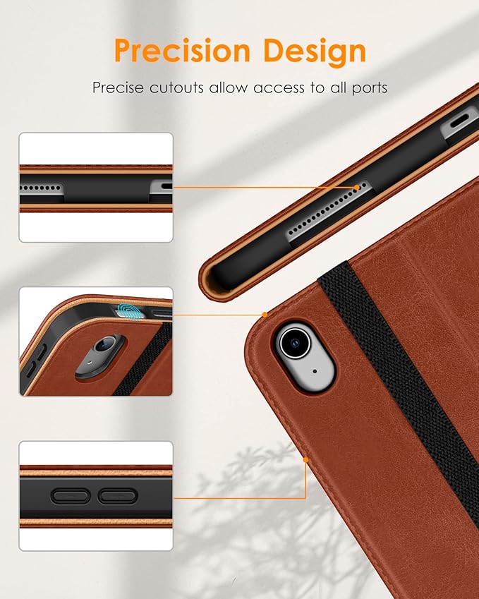 DTTO for iPad (A16) 11th Generation Case 11 Inch 2025, iPad 10th Generation Case 10.9 Inch 2022, Premium Leather Business Folio Stand Cover with Pencil Holder - Auto Wake/Sleep, Brown