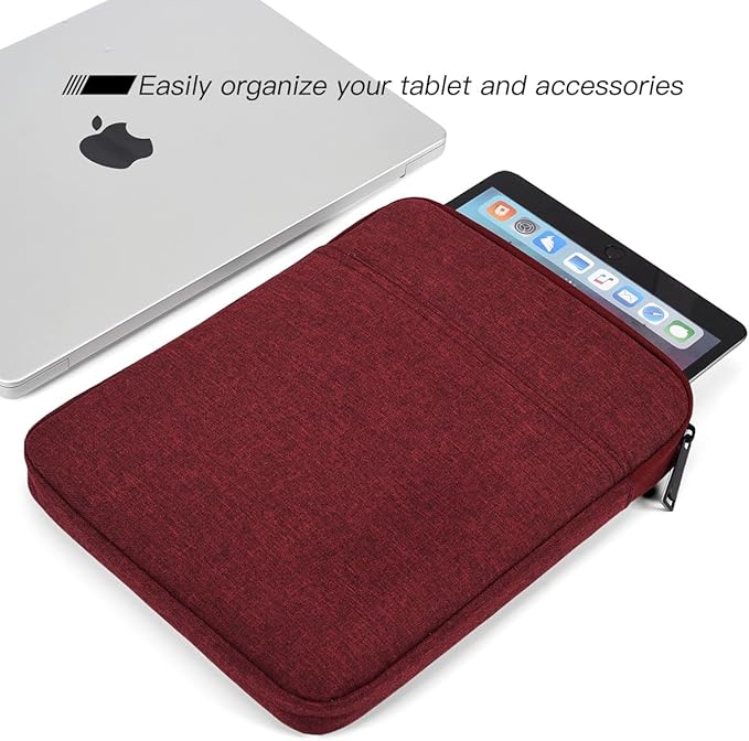 Tablet Sleeve Bag for 2025 11 inch iPad A16, 11 inch iPad Air M3/ 10.9 inch iPad 10th/ Pro 11 M4, Galaxy Tab A8 10.5" Case Pouch, Fit Apple Smart Keyboard, Wine Red