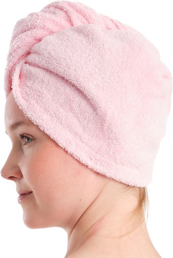 Seritaine Hair Towel Wrap for Women 2 Pack – 100% Turkish Cotton Turban for Wet Hair Quick Dry – Soft & Gentle Head Towel Cap– Soft and Absorbent Cotton - 10x26 inch