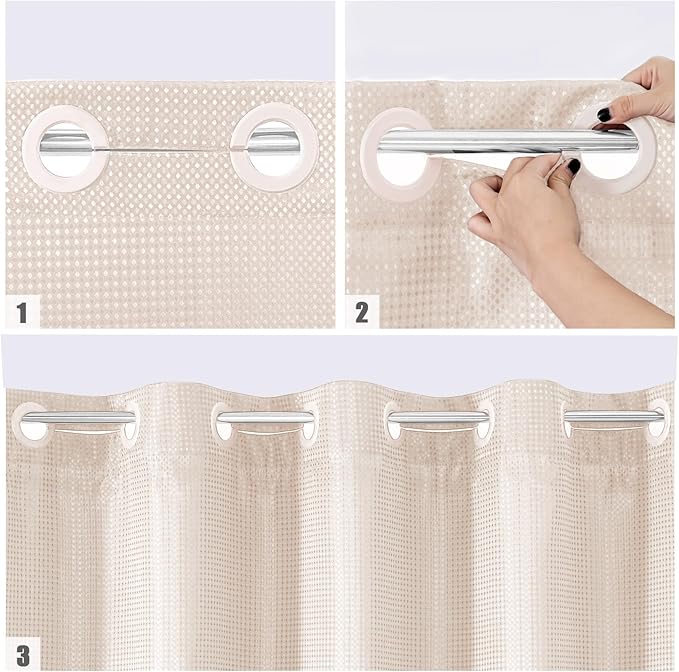 MitoVilla Pink Waffle Small Stall Shower Curtain Liner Set 36 x 74, No Hooks Required Half Size Narrow Fabric Cloth Shower Curtain Set with Snap-in Liner for Modern Bathroom Decor, Blush Pink