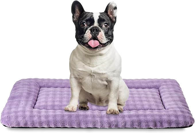 Yaning Dog Bed Mat Crate Pad for Medium Dogs, Washable Soft Pet Sleeping Mat Kennel Pad with 3D Bubble Pattern, Dusty Purple, 30"x 19"