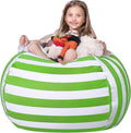 WEKAPO Stuffed Animal Storage Bean Bag Chair Cover for Kids | Stuffable Zipper Beanbag for Organizing Children Plush Toys Large Premium Cotton Canvas (Green, XX-Large)