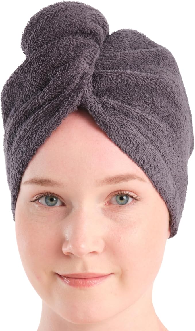 Seritaine Hair Towel Wrap for Women 2 Pack – 100% Turkish Cotton Turban for Wet Hair Quick Dry – Soft & Gentle Head Towel Cap– Soft and Absorbent Cotton - 10x26 inch
