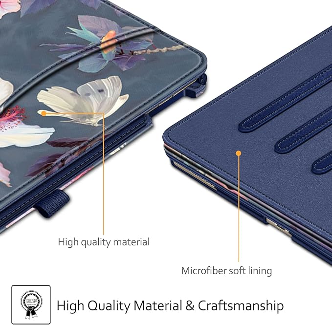 Fintie Multi-Angle Case, 2017/2015 iPad Pro 12.9 inch (Old Model) 1st & 2nd Gen Case - [Corner Protection] Folio Stand Cover with Pencil Holder & Pocket, Auto Wake/Sleep, Blooming Hibiscus