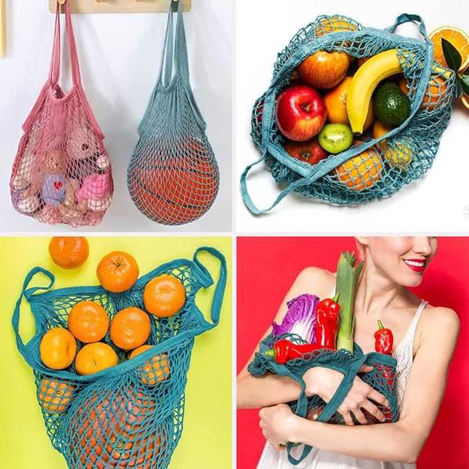 DRWSSR 2pcs Fashion Storage Mesh Bag Reusable Fruit Mesh Bag Shopping Mesh Bag Pure Cotton Portable Mesh Bag Shopping Bag