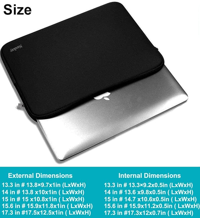 Naukay Laptop Case Sleeve,13-13.3 Inch Resistant Neoprene Laptop Sleeve/Notebook Computer Pocket Case/Tablet Briefcase Carrying Bag Compatible with MacBook Pro,MacBook Air,Notebook Computer-(Black)