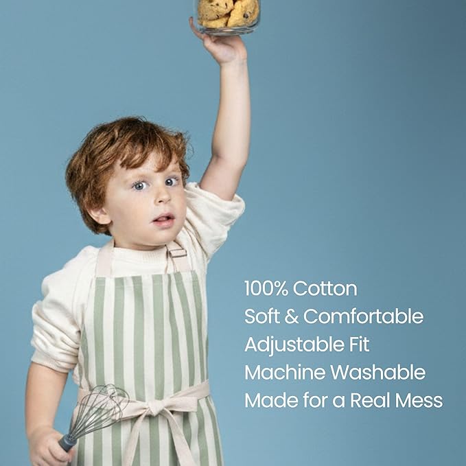 Tampoco Design Kids Apron – 100% Cotton, Adjustable & Machine Washable – for Baking, Cooking, and Crafts – Ages 5–11