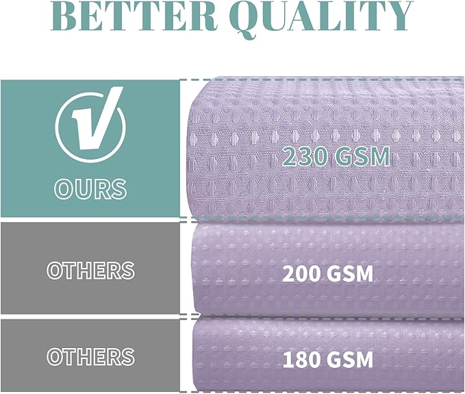 eachope Lavender No Hook Waffle Weave Shower Curtain with snap-in Liner Replacement, 230GSM Waterproof Fabric Hotel Shower Curtain Set for Bathroom, Through Mesh Top Window,54Wx80H