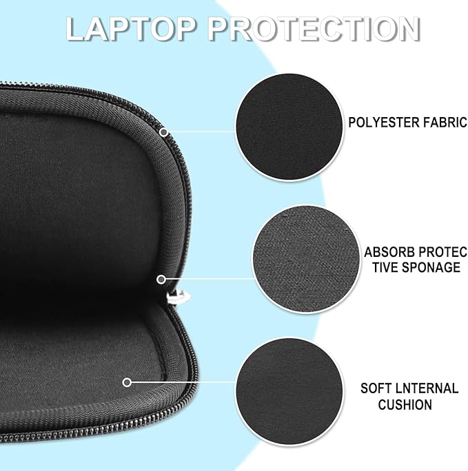 17-17.3 Inch Laptop Sleeve, Shockproof Protective Carrying Computer Cover Bag with Accessory Pocket, Portable Laptop Case Compatible with HP, Dell, Lenovo, Lenovo, Acer, Black
