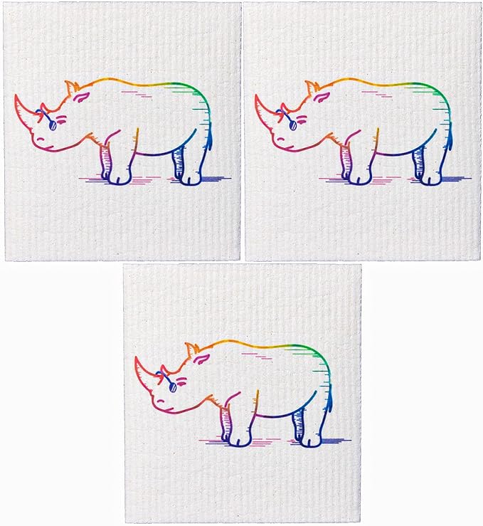 PINK RHINO LABS Swedish Dishcloths – Eco-Friendly Reusable Kitchen Towels – 3 Pack Cleaning Cloths for Dishes, Counters & Surfaces – Super Absorbent, Compostable, Zero-Waste Alternative