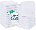 DAN RIVER 24 Pack Wash Cloths for Showering [12x12] - 100% Cotton Washcloths Premium Quality Flannel Face Cloths for Bathroom, Highly Absorbent and Soft Feel Wash Clothes, White