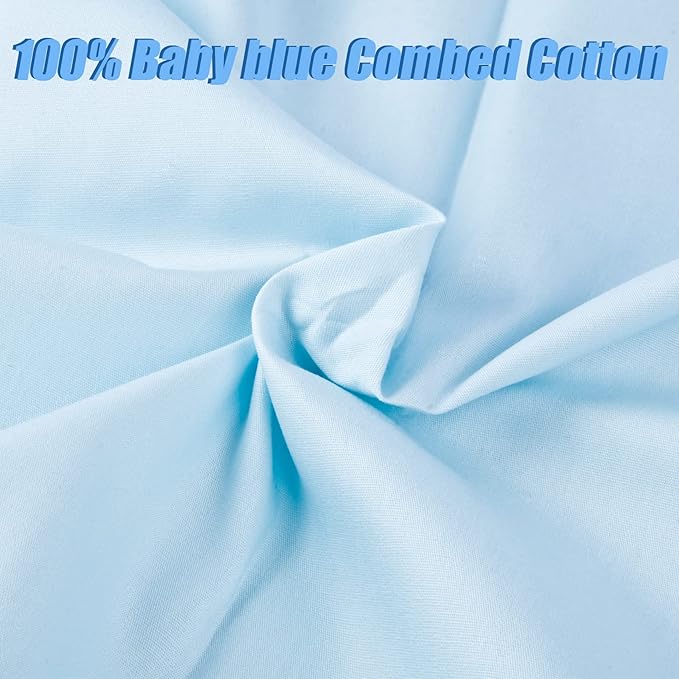 5 Yard Baby Blue Cotton Fabric, Natural Cotton Poplin Fabric by The Yard, 59 Inches Wide 100% Cotton Fabric, Soft Embroidery Muslin Quilting Material for Sewing Material Apparel Cloth