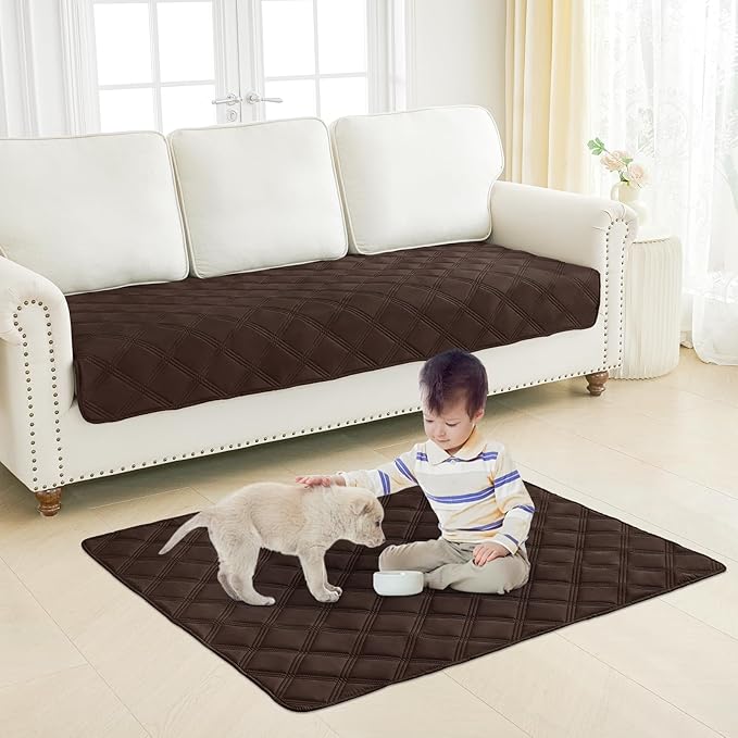 Smiry Waterproof Dog Bed Cover Blanket 52x82, Soft Reversible Pet Blanket, Washable Leakproof Cats Dogs Couch Cover for Sofa, Couch, Furniture, Lattice, Chocolate/Beige