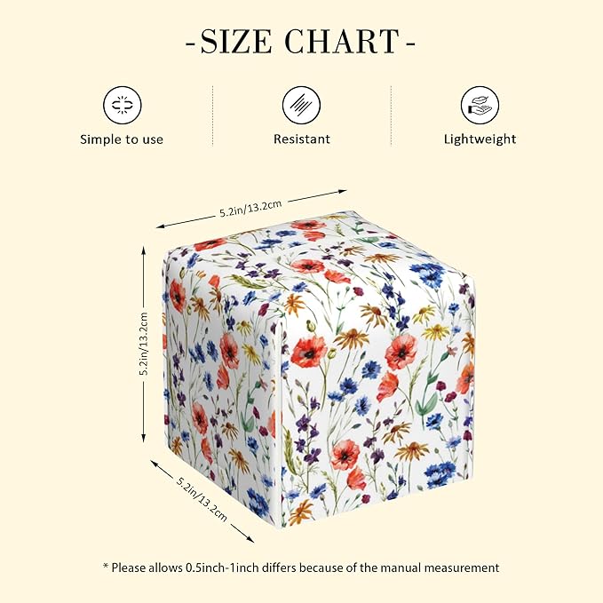 POIUBLE Watercolor Flowers Tissue Box Cover Daisy Leather Tissue Box Holder Square Facial Paper Organizer Dispenser for Bathroom Kitchen Bedroom Vanity Countertop Night Stands