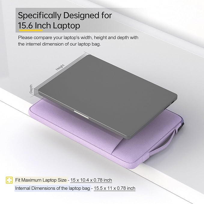 Laptop Case 15.6 Inch, Laptop Sleeve Computer Carrying Bag for HP Pavilion/Envy x360, Dell, ASUS VivoBook/ZenBook 15, HP Lenovo Samsung MSI Acer Chromebook Notebook Computer Case, Purple