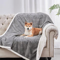 Qeils Dog Blankets for Small Dogs - Waterproof Cat Blanket Washable - Sherpa Fleece Puppy Blanket, Soft Plush Reversible Throw Protector for Bed Couch Car Sofa, 40"X50", Grey