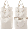 Segarty 6 Packs Canvas Tote Bag with Zipper, 16x13 inch Reusable Washable Grocery Shopping Bags with Handle Plain Canvas Totes for Women Teacher DIY Art Crafts Painting Embroidery Decoration