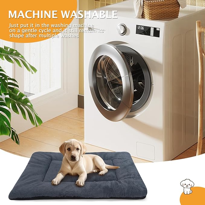 Vetasac Reversible Dog Bed Mat with Plush and Corn Velvet,Soft Warm Pet Cushion, Dual Purpose Washable Sleeping Mattress Bed for Small Medium Large Dog and Cat XB004 (48"*30", Dark Grey)