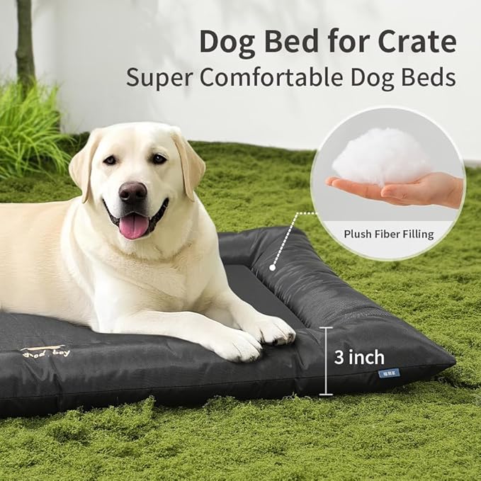 SOMAHE Cat Bed for Cats Crate Oxford Puppy Crate Pad Waterproof Pet Beds Outdoor Cage Mat Easy Rinse Black 24×18×3 Inch