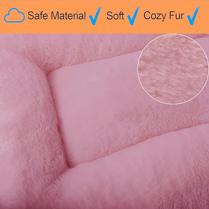 zihapgpzp 30 Inch Dog Crate Bed Pink for Medium Dogs Up to 30 lbs,Soft Cute Crate Pads for Dog Cages Washable & Anti-Slip Pet Kennel Pad for Dogs Cozy Sleeping Mat,30" x 19"