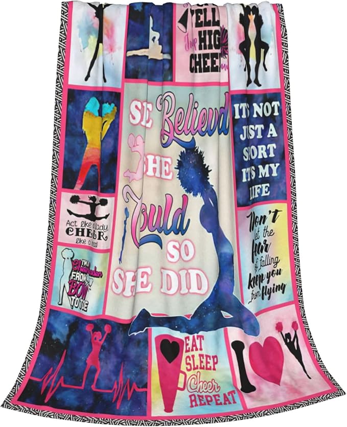 Cheerleader Blanket Cheerleading Throw Blanket Soft Fleece Flannel Cheer Gifts for Women Girls Lovers Adults Stuff Plush for Couch Sofa Bed Room Decor 60"X80"