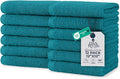 DAN RIVER 12 Pack Wash Cloths for Showering [12x12] - 100% Cotton Washcloths Premium Quality Flannel Face Cloths for Bathroom, Highly Absorbent and Soft Feel Wash Clothes, Teal