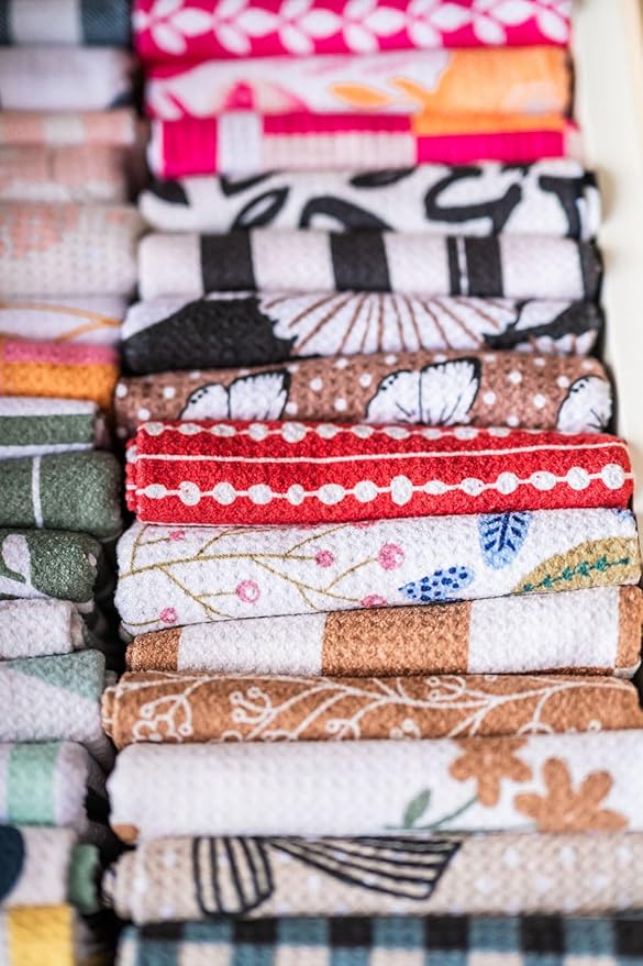 Desert Aqua || 2 Pack Double Sided|| Not Your Ordinary Dish Towels || Waffle Weave Microfiber || Tea Towels || Highly Absorbent || Hanging Loop || Dish Cloths|| Designer Prints|| Flower Garden
