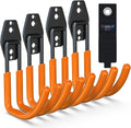 3-H Garden Hose Holder Wall Mount 4 Pack,Solid Steel Hose Hanger,Water Hose Holders for Outside,Perfect for Hanging Outdoor Air Hose,Ropes,Pipes,Garden Tools,Ladders,Bikes,Bulk Items(Orange)