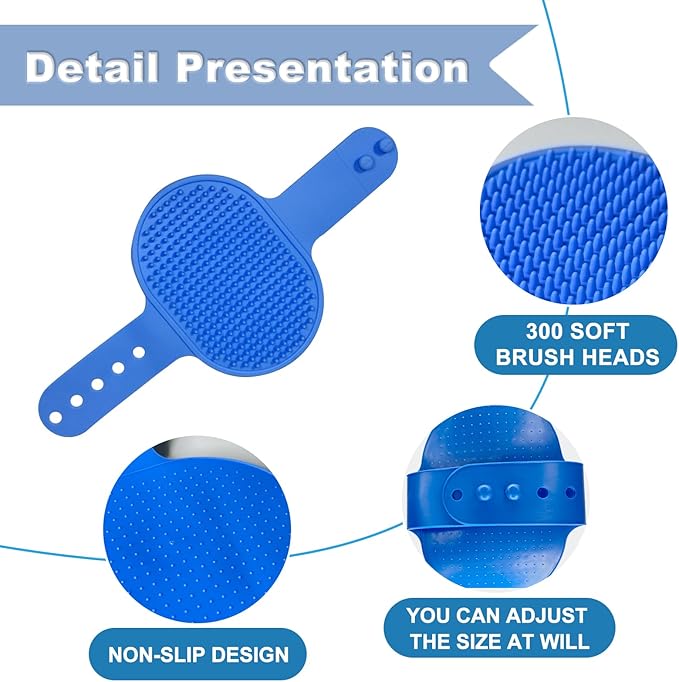 IDQQUQQ 3PCS Dog Bath Brush, Dog Shampoo Brush, Dog Scrubber for Bath,Dog Bath Products are Suitable for Short, Long haired Dogs, Cats, Large Dogs, and Small Dogs