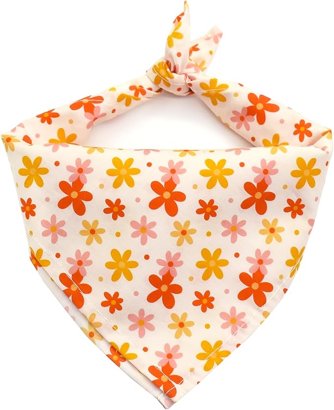 Bubblepup Floral Dog Bandanas, Soft Cotton Girl Dog Bandanas for Small Medium Large Dogs