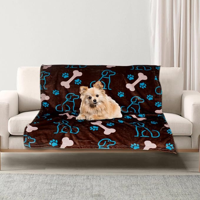 Gowyeg Dog Blanket for Small Dogs Washable-Soft Fluffy Puppy Blanket with Premium 300GSM Coral Fleece,Cozy Calming Cat Blankets for Indoor Cats for Kitten Doggy,Coffee,43x30IN