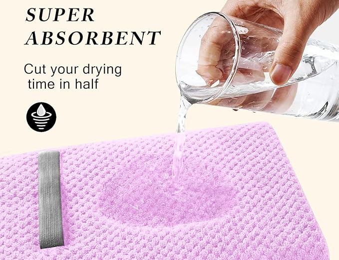 Wuwahold Microfiber Hair Towels, Waffle Hair Towel Set, Super Soft Highly Absorbent, Sturdy Quick Drying Turbans for Long, Thick, Curly Hair (5 Pack, 40" x 20")