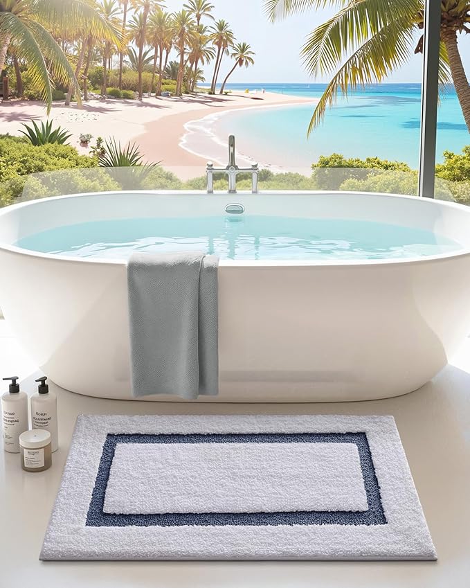 Color&Geometry Bathroom Rugs, Water Absorbent and Quick Dry Microfiber Bath Rugs-24"x36", Non-Slip, Machine Washable, Extra Soft Plush Bath Mats for Bathroom, Laundry Room, Shower and Tub