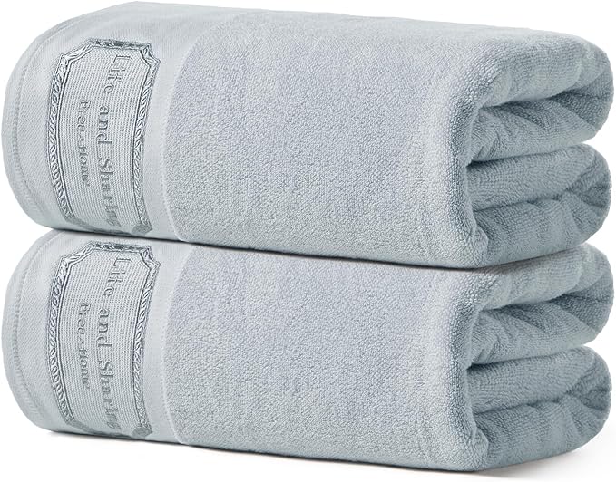 REDKISS 35"x70" Luxury Bath Sheets Towels Set of 2, 100% Cotton & 700 GSM,Ultra Soft & Highly Absorbent Bath Towels Set,Perfect for Bathroom,Spa and Hotel-Light Gray