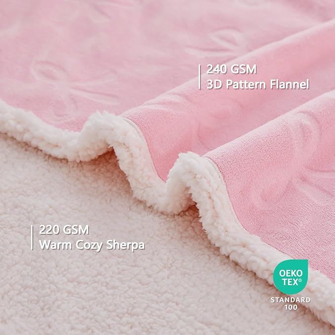 Qeils Pet Blankets for Cats - Waterproof Cat Blanket Washable - Sherpa Fleece Puppy Blanket, Soft Plush Reversible Throw Protector for Bed Couch Car Sofa, 30"X40", Pink Bows