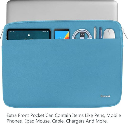 14 inch Laptop Sleeve, Shockproof Protective Notebook Cover Bag with Accessory Pocket, Durable Carrying Laptop Case Compatible for MacBook HP Lenovo Dell Asus Acer, Sky Blue
