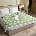 Maidewow Waterproof Pet Blanket,Dog Bed Covers Couch Sofa Stylish Jacquard Pets Throw Blankets for Puppy Cats Washable Reversible Furniture Protection Covers (Green Flower,XL)