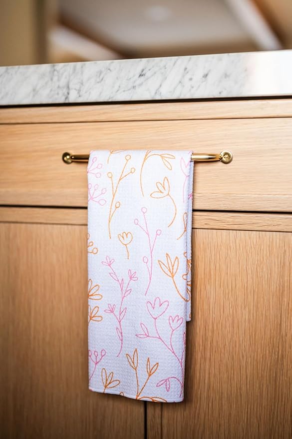 Desert Aqua 2 Pack Double Sided Kitchen Towels || Dish Towels || Quick Dry || Designer Prints || Highly Absorbent || Hanging Hook (Pink)