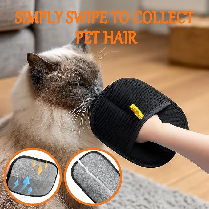 Dog Brush for Shedding, 2 Pack Pet Grooming Glove for Dogs & Cats, Hair Remover Mitt, Easy Clean De-Shedding Tool, Gentle Massage