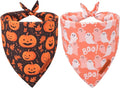 ADOGGYGO Halloween Dog Bandana, Pumpkin Ghost Pet Scarf, Orange Black Halloween Bandanas for Medium Large Dog (Large)